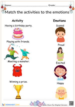 Match The Activities To The Emotions