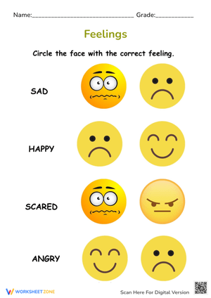 Emoji Feelings Identification Worksheet - Preschool/Kindergarten