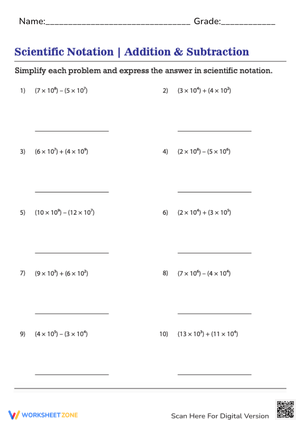 Scientific Notation: Addition & Subtraction