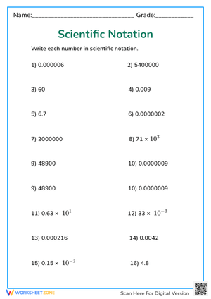 Scientific Notation Practice for Students
