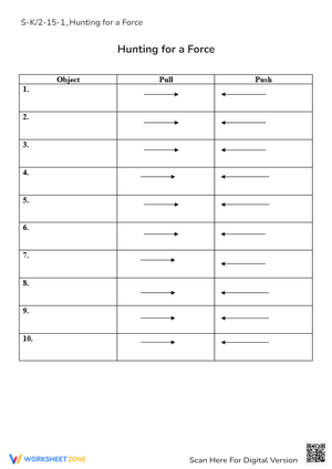 Push & Pull Forces: Science Worksheet for K/1 Kids