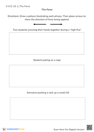 Draw the Force! K-2 Science Worksheet: Pushing, Pulling & High-Fives