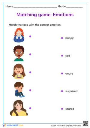 Matching game: Emotions