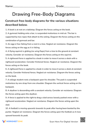 Free-Body Diagram Practice - Physics Forces Worksheet