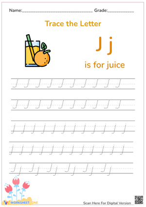 Practice Cursive Handwriting: J for Juice
