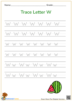 Trace Letter W Worksheet 