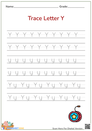  Free Printable Letter Y Tracing Worksheet