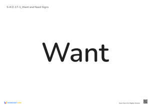 Want and Need: Sight Word Recognition Worksheet for Kindergarten