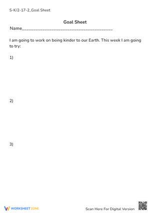 Earth Day Goals Worksheet - K-2 Activities for a Kinder Planet