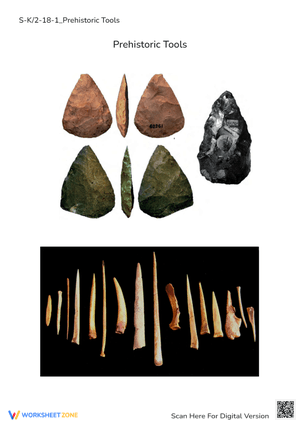 Prehistoric Tools Worksheet: Stone & Bone Age Artifacts for Kids