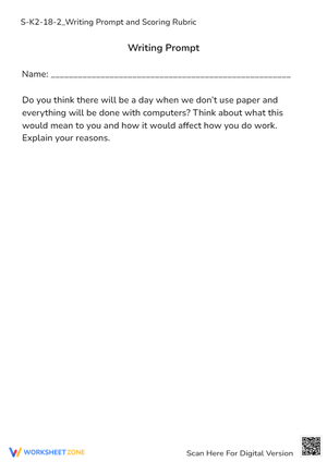 Creative Writing Prompt and Rubric Worksheet