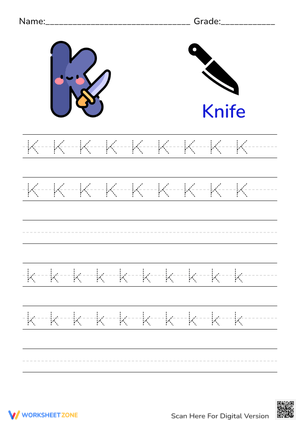 Letter K Tracing Worksheet