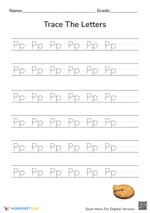 Uppercase and Lowercase P Tracing Worksheet