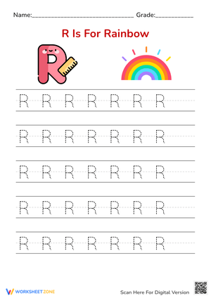 Letter R Tracing Worksheet | Essential Grade K Practice