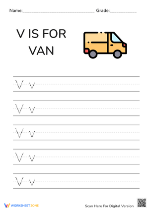 Letter V Handwriting Practice: V is for Van