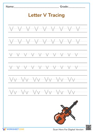 Letter V Tracing: Violin Fun!