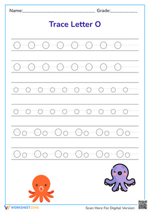 Trace Letter O: O is for Octopus