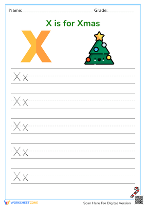 Letter X is for Xmas Tracing Worksheet