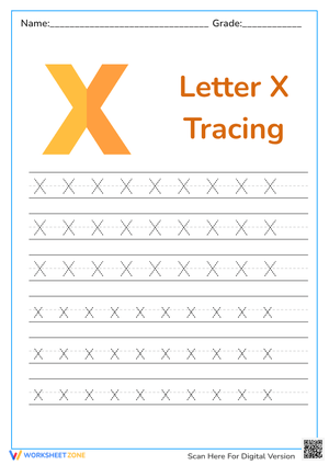 Letter X Tracing Worksheet for Kids
