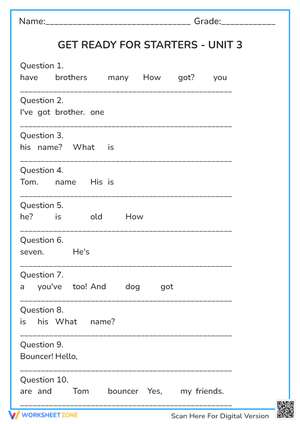 GET READY FOR STARTERS UNIT 3