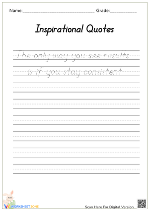 Consistency' Handwriting Practice - Inspirational Quote Worksheet
