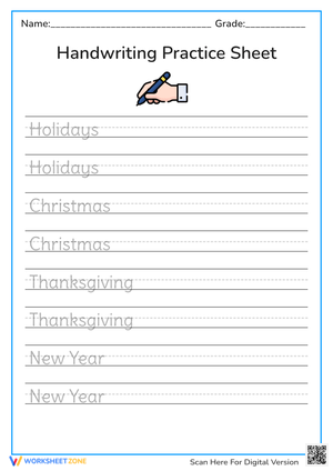 Holiday Handwriting Practice