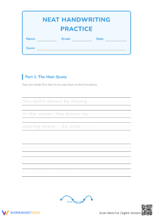 Ed Cole Quote Handwriting Practice - Grades 1-3 Penmanship