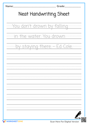 Ed Cole Quote Handwriting Practice - Grades 1-3 Penmanship