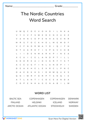 The Nordic Countries Word Search