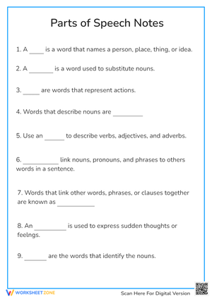 Parts of Speech Notes