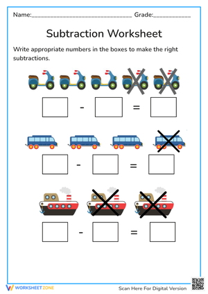 Subtraction Worksheet For Kindergarten