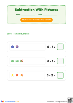 Printable Kindergarten Subtraction Worksheet | Math