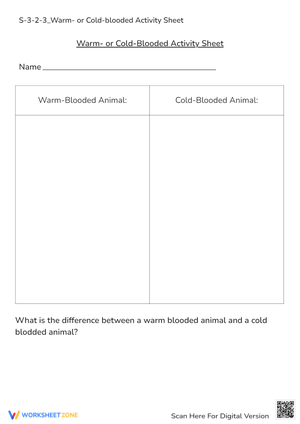 Warm vs. Cold-Blooded Animals: Science Worksheet for Kids!