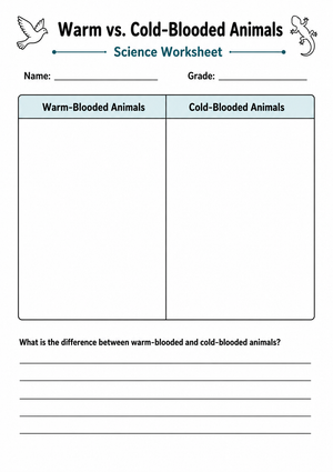 Grade 3 Animal Classification — Printable Science Worksheet