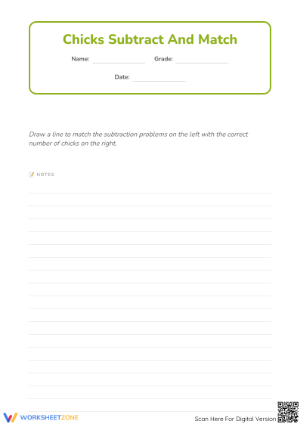 Printable Single Digit Subtraction Worksheet | Grade 1 Math
