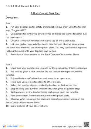 Rock Concert Science: Rock Abrasion Experiment & Observation Task