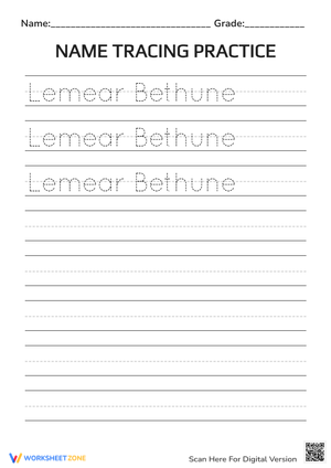 Name Tracing Practice for Lemear-Bethune