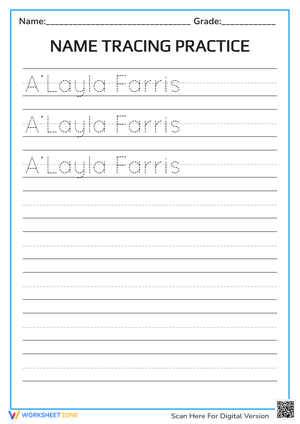 A'Laya Farris - Name Tracing Practice