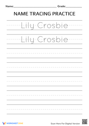 Lily Crosbie Name Tracing Practice