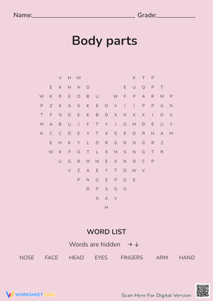 Interactive Body Parts Word Search