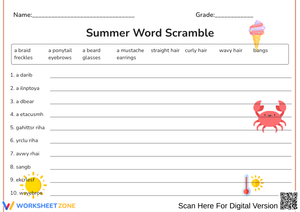 Word Scramble on Hairstyles & Accessories