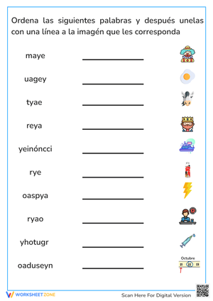 Spanish Letter Y Vocabulary Worksheet | Grade 2 Essential