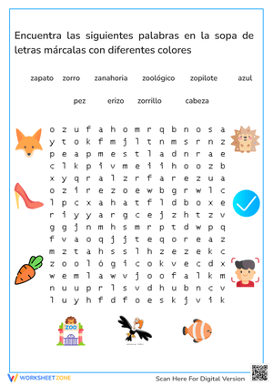 Spanish Vocabulario Z Word Search | Grade 2 Essential