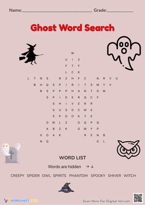 Spooky Ghost Word Search