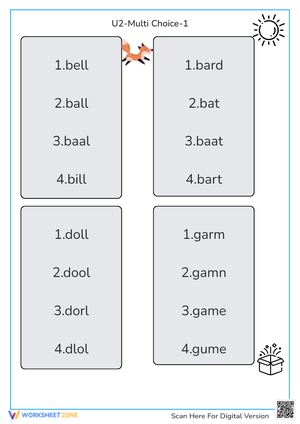 Printable Phonics Word Choice Worksheet | Kindergarten ELA