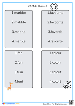 Spelling Practice Worksheet for Kids
