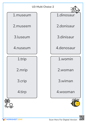 Spelling Practice Worksheet with Multiple Choice