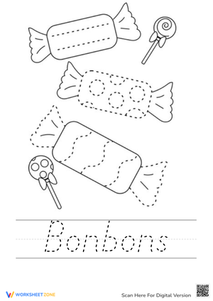 Candy Tracing Worksheet | Essential Kindergarten Handwriting