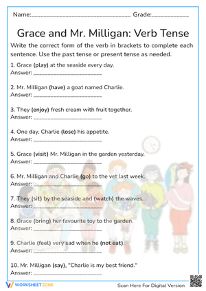 Grade 1 Verb Tense Worksheet | Essential Grammar Ready
