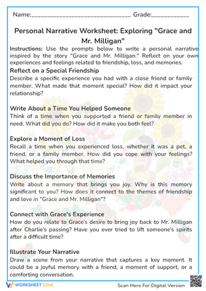 Grace & Mr. Milligan' - Personal Narrative Writing Prompts